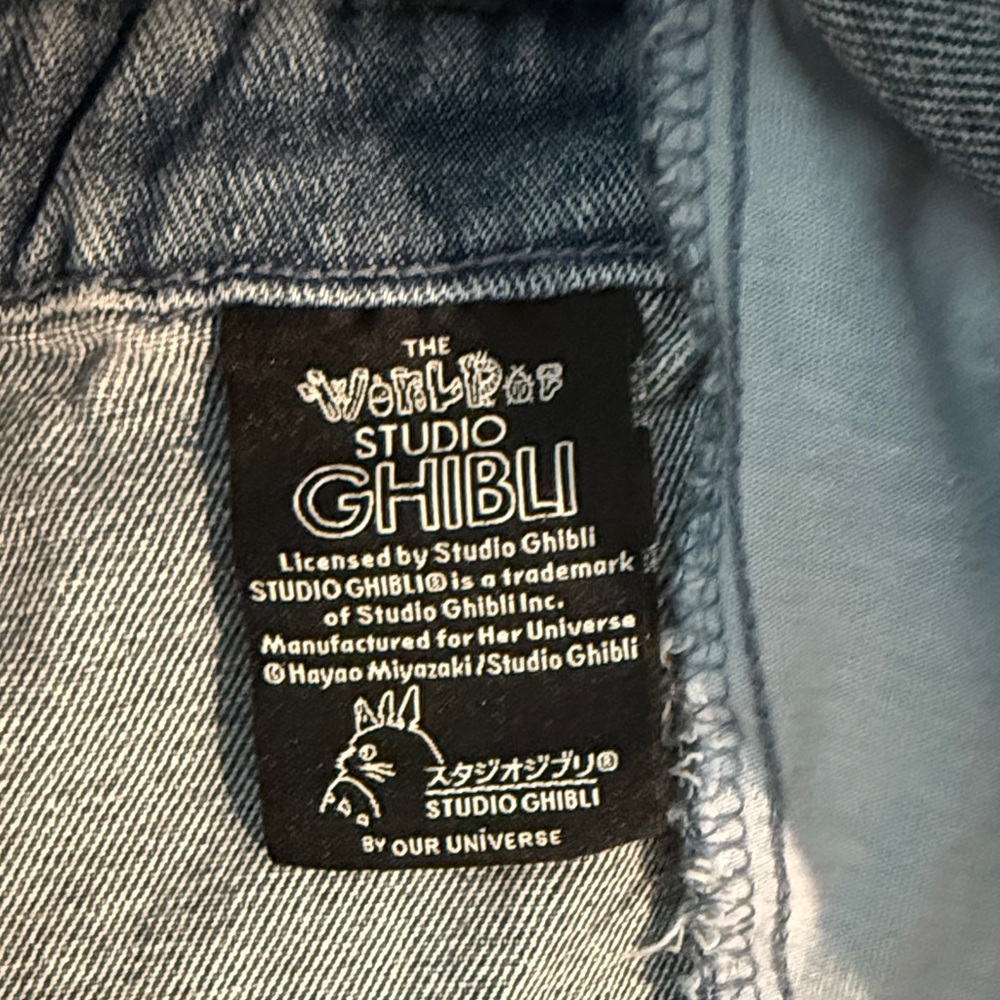 Denim Blue Kids Overall Dress with Embroidered Totoro Studio Ghibli size 3T - Picture 2 of 6
